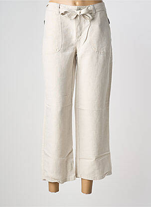 Pantalon 7/8 fermeture zippée sous rabat boutonné taille normale beige ANNA MONTANA femme