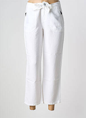 Pantalon 7/8 fermeture zippée sous rabat boutonné taille normale blanc ANNA MONTANA femme