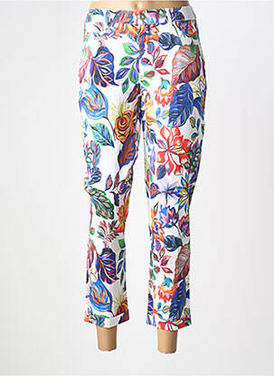 Pantalon 7/8 tissage popeline taille normale blanc ANNA MONTANA femme