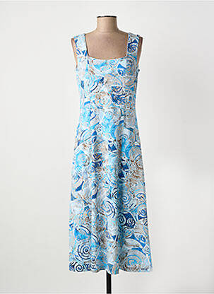 Robe mi-longue imprimé fantaisie sans manche bleu DOLCEZZA femme