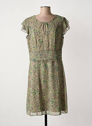 Robe mi-longue imprimé fleurs manches courtes vert BETTY BARCLAY femme