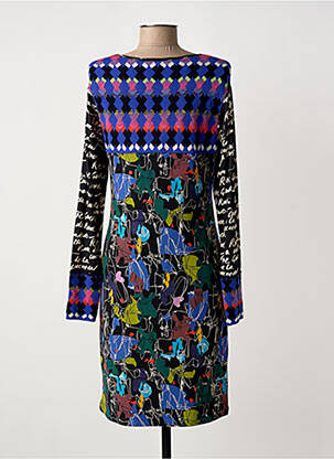 Robe mi-longue imprimé fantaisie manches longues noir OLIVIER PHILIPS femme