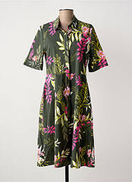 Robe mi-longue manches courtes manches courtes vert FRANK WALDER femme