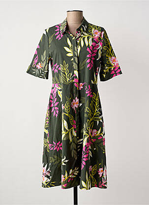 Robe mi-longue manches courtes manches courtes vert FRANK WALDER femme