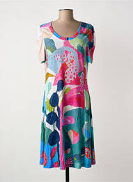 Robe mi-longue imprimé fantaisie manches courtes vert DOLCEZZA femme