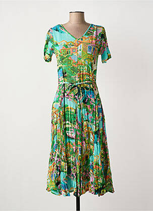 Robe mi-longue vert ORIENTIQUE NATURALLY femme