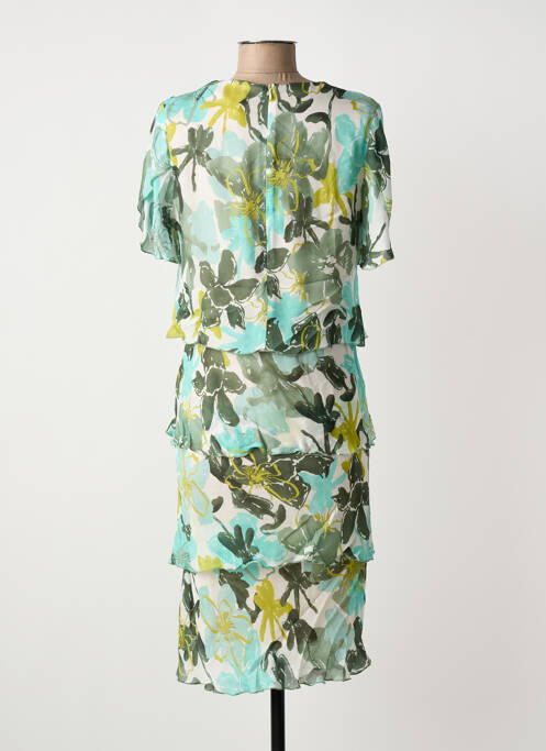 Robe mi-longue coupe fluide manches courtes vert FRANK WALDER femme