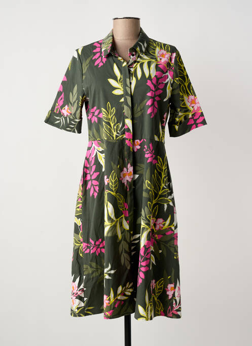 Robe mi-longue manches courtes manches courtes vert FRANK WALDER femme