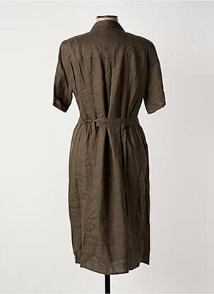 Robe mi-longue tissage crêpe manches courtes marron BARBARA LEBEK femme