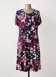 Robe mi-longue imprimé fleurs manches courtes bleu GUY DUBOUIS femme