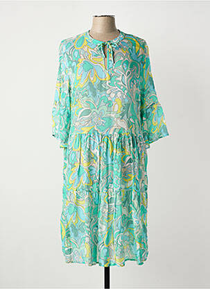 Robe mi-longue imprimé fleurs manches 3/4 bleu TUZZI femme
