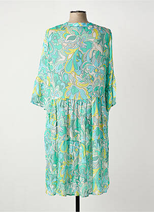 Robe mi-longue imprimé fleurs manches 3/4 bleu TUZZI femme