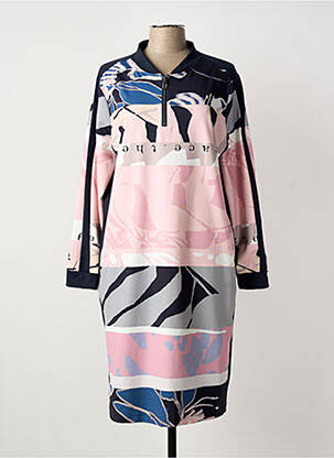 Robe mi-longue imprimé fantaisie manches longues bleu TUZZI femme