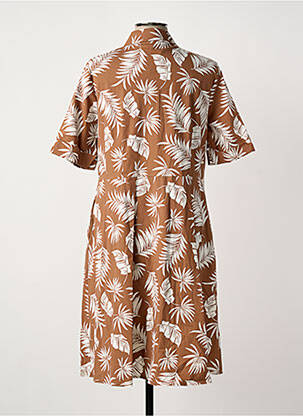 Robe mi-longue manches courtes manches courtes marron FRANK WALDER femme