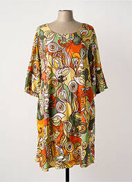 Robe mi-longue manches 3/4 manches 3/4 vert ORIENTIQUE NATURALLY femme