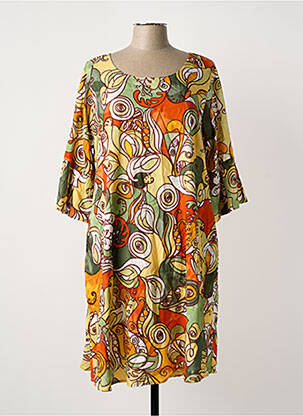 Robe mi-longue manches 3/4 manches 3/4 vert ORIENTIQUE NATURALLY femme