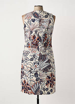 Robe mi-longue imprimé fleurs sans manche bleu MERI & ESCA femme