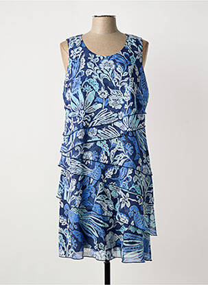 Robe mi-longue imprimé fleurs sans manche bleu GREGORY PAT femme