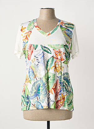 T-shirt col v manches courtes vert GUY DUBOUIS femme