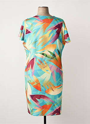 Robe mi-longue manches courtes manches courtes bleu GUY DUBOUIS femme