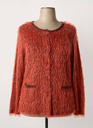 Gilet manches longues maille maille poilu orange FRANK WALDER femme