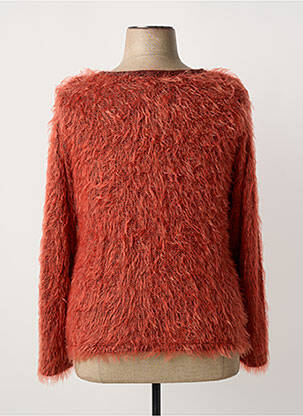 Gilet manches longues maille maille poilu orange FRANK WALDER femme