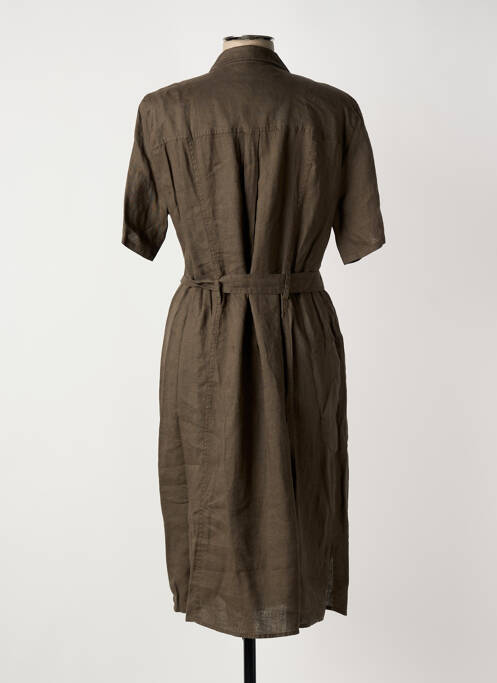 Robe mi-longue tissage crêpe manches courtes marron BARBARA LEBEK femme