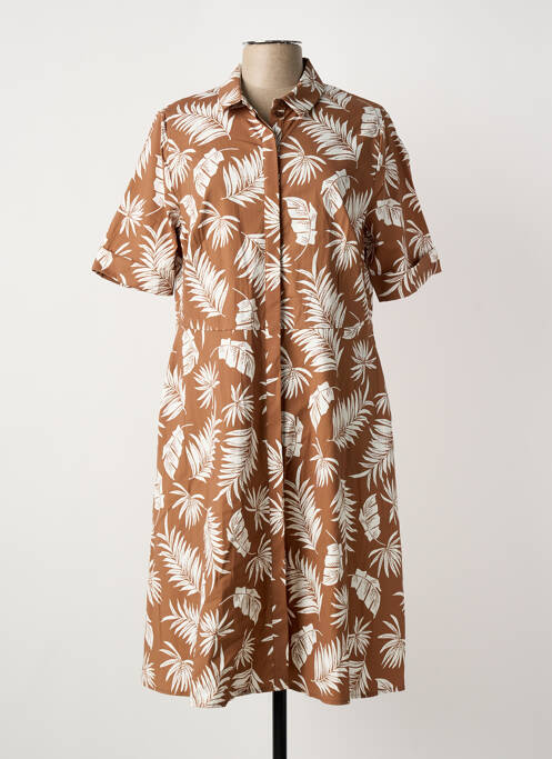 Robe mi-longue manches courtes manches courtes marron FRANK WALDER femme