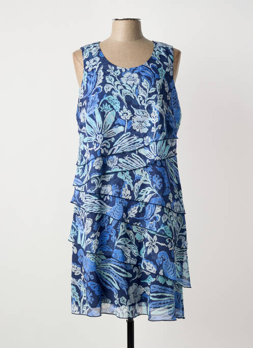 Robe mi-longue imprimé fleurs sans manche bleu GREGORY PAT femme