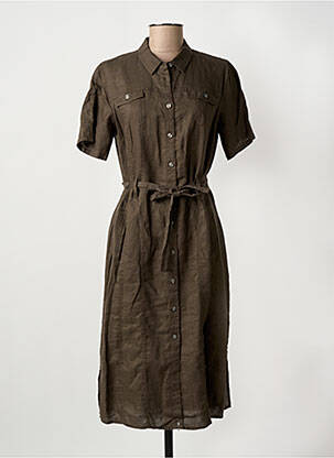 Robe mi-longue manches courtes manches courtes vert BARBARA LEBEK femme