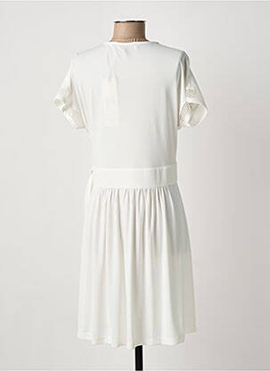 Robe mi-longue tissage crêpe manches courtes blanc ANANKE femme