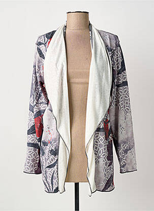 Gilet manches longues col châle gris CAPUCCINO femme