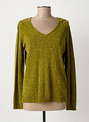 Pull tissage chiné manches longues vert BARBARA LEBEK femme