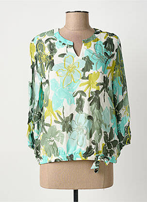 Blouse imprimé fleurs manches 3/4 bleu FRANK WALDER femme