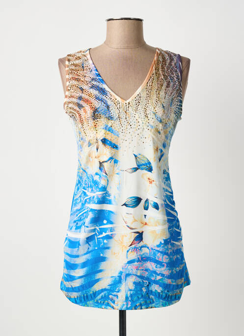 Top tissage jersey sans manche bleu VS PARIS femme