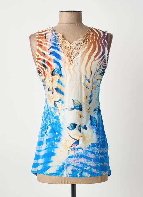 Top tissage jersey sans manche bleu VS PARIS femme