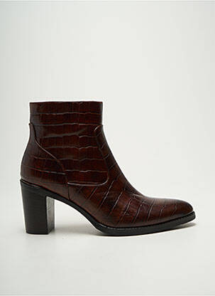 Bottines/boots tissage satiné talon de 7 à 9cm marron ADIGE femme