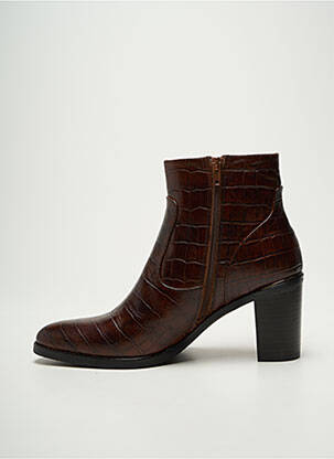Bottines/boots tissage satiné talon de 7 à 9cm marron ADIGE femme