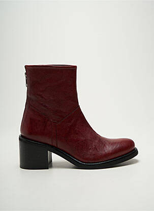 Bottines/boots matière lisse talon de 4 à 6cm rouge REGARD femme