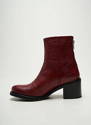 Bottines/boots matière lisse talon de 4 à 6cm rouge REGARD femme