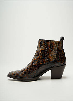 Bottines/boots tissage satiné talon de 4 à 6cm marron REGARD femme