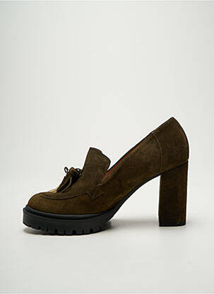 Mocassins nubuck talon de 7 à 9cm vert LODI LOVE femme