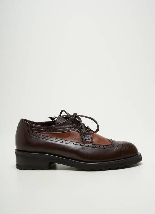 Derbies tissage satiné talon plat jusqu'à 3cm marron CRISTINA MILLOTTI femme