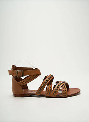 Sandales/nu pieds chiquet talon plat jusqu'à 3cm marron KOAH femme