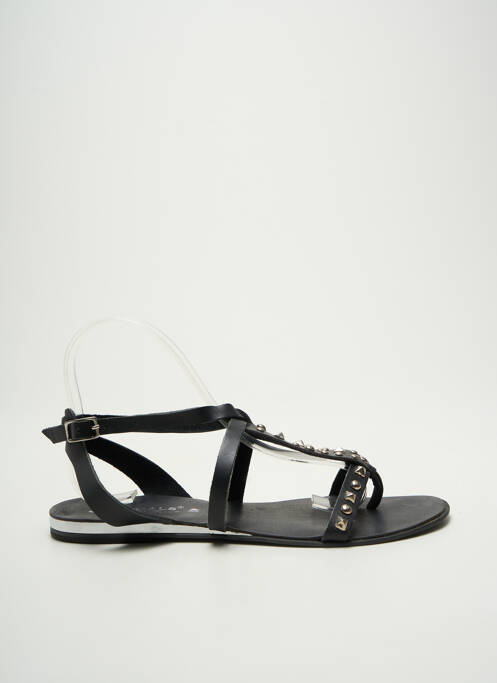 Tongs tissage satiné talon plat jusqu'à 3cm noir L'ATELIER TROPÉZIEN femme
