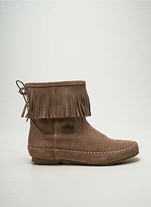 Bottines/boots nubuck talon plat jusqu'à 3cm beige LE TEMPS DES CERISES femme