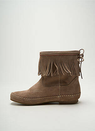 Bottines/boots nubuck talon plat jusqu'à 3cm beige LE TEMPS DES CERISES femme