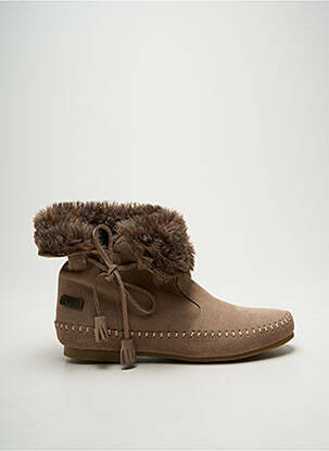 Bottines/boots nubuck talon plat jusqu'à 3cm beige LE TEMPS DES CERISES femme