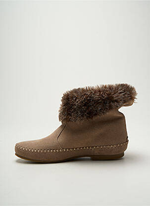 Bottines/boots nubuck talon plat jusqu'à 3cm beige LE TEMPS DES CERISES femme