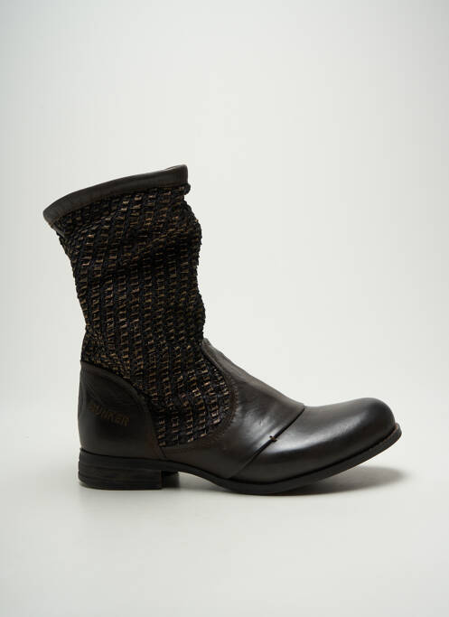Bottines/boots matière lisse talon plat jusqu'à 3cm marron BUNKER femme